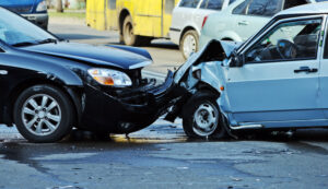 car accident - two cars have a head-on collision